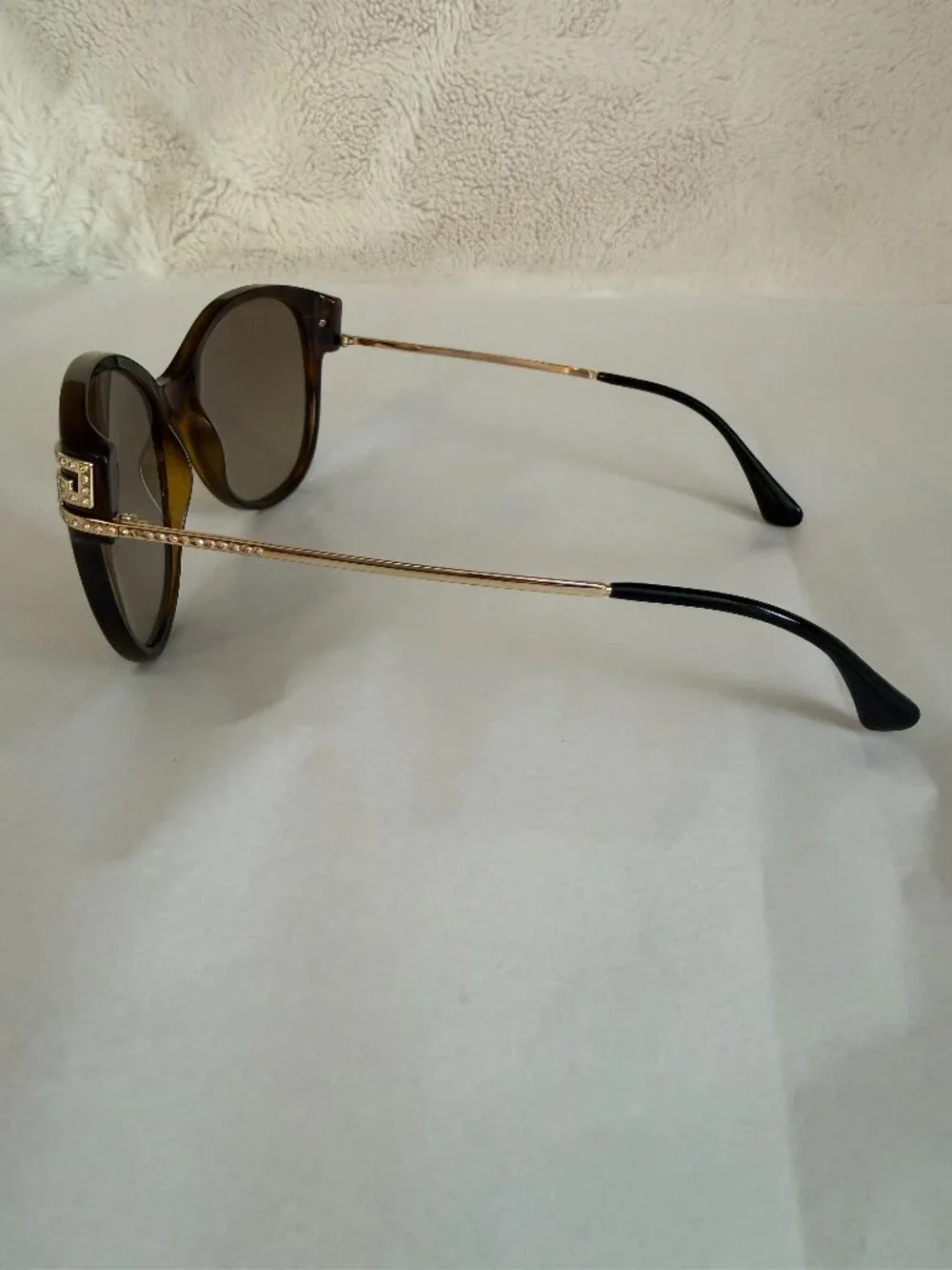 Versace Cat Eye Havana Gold Crystals VE4316-B 5148/13 57-17-140 Sunglasses - Picture 11 of 14